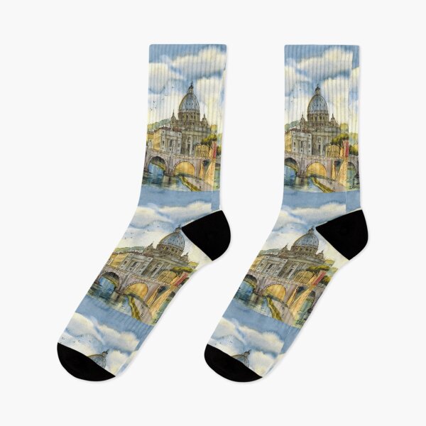 Item preview, Vatican view. Sunset in Rome. Italian watercolor painting. designed and sold by Colibri77.