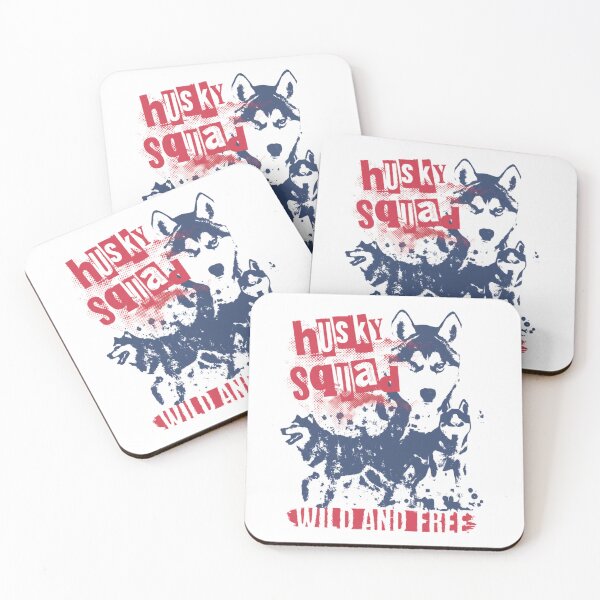 Item preview, Husky Squad Wild and Free — Gritty Urban Dog Trio Illustration | Blue and Red Husky Graphic designed and sold by Colorful-Garden.
