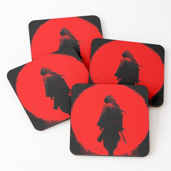 Item preview, Red Sun Wanderer – Hooded Swordsman Silhouette Anime Art designed and sold by NeonHorizon Studio.