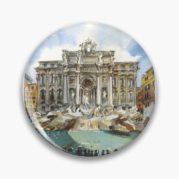 Item preview, Trevi Fountain in Rome. Sunset in Rome. Italian watercolor painting. designed and sold by Colibri77.