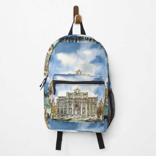 Item preview, Trevi Fountain in Rome. Sunset in Rome. Italian watercolor painting. designed and sold by Colibri77.