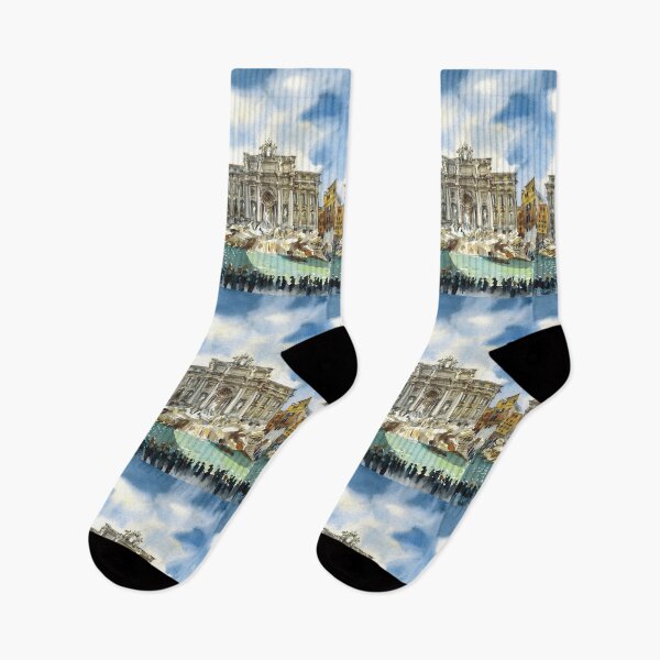 Item preview, Trevi Fountain in Rome. Sunset in Rome. Italian watercolor painting. designed and sold by Colibri77.