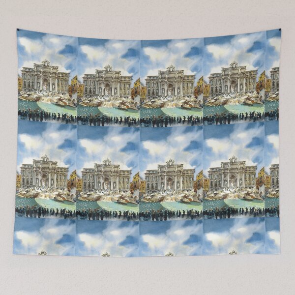 Item preview, Trevi Fountain in Rome. Sunset in Rome. Italian watercolor painting. designed and sold by Colibri77.
