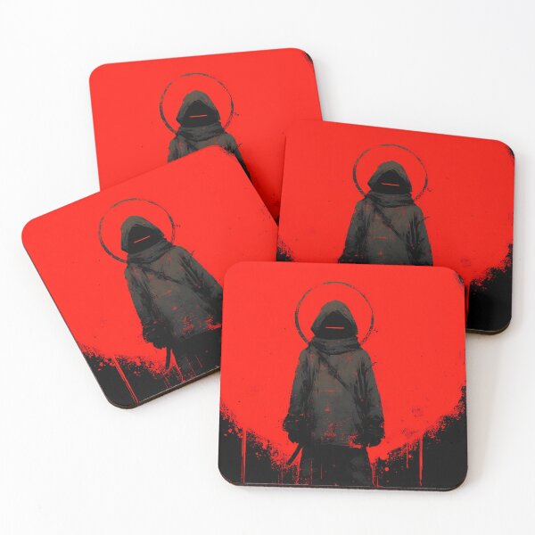 Item preview, Crimson Halo Drifter – Hooded Anime Ronin Silhouette designed and sold by NeonHorizon Studio.