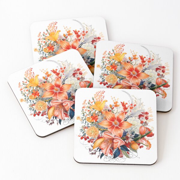 Item preview, Vibrant Orange Floral Explosion Flowers - Saint Valentine's Day - Luxurious Romantic Bouquet Art Print designed and sold by DesignArtist.ia.