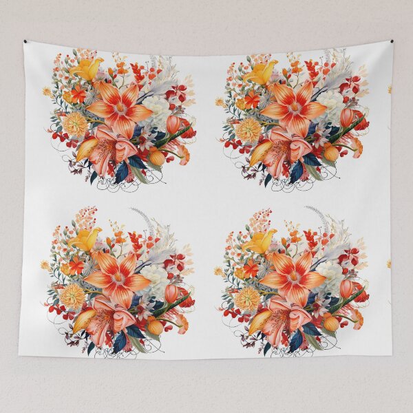 Item preview, Vibrant Orange Floral Explosion Flowers - Saint Valentine's Day - Luxurious Romantic Bouquet Art Print designed and sold by DesignArtist.ia.