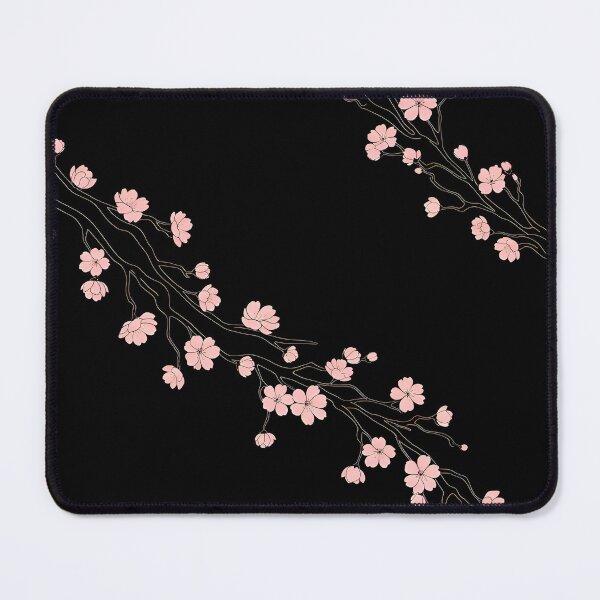 Item preview, Minimal Pink Cherry Blossom Branch Pattern on Black designed and sold by avwear.