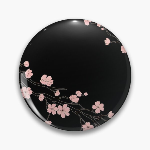 Item preview, Minimal Pink Cherry Blossom Branch Pattern on Black designed and sold by avwear.