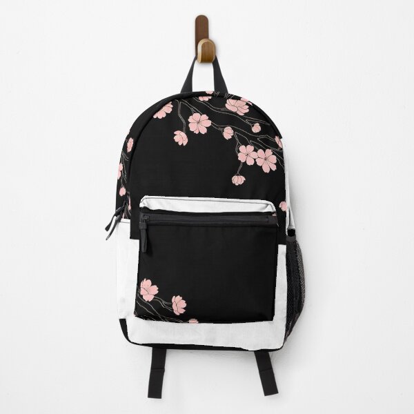 Item preview, Minimal Pink Cherry Blossom Branch Pattern on Black designed and sold by avwear.