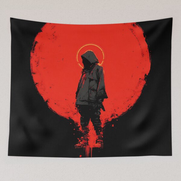 Item preview, Scarlet Halo Ronin – Minimal Anime Hoodie Silhouette designed and sold by NeonHorizon Studio.