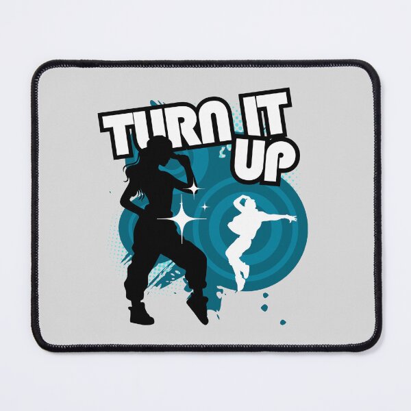 Item preview, TURN IT UP - Cyan with white and black hip hop silhouettes - Frutiger Metro Pop Movement designed and sold by Pics'Elle Creations.