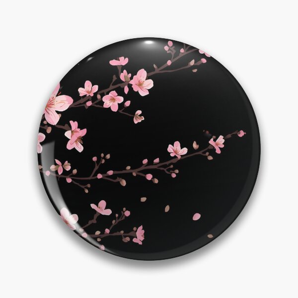 Item preview, Elegant Pink Cherry Blossom Branch Pattern on Black designed and sold by avwear.