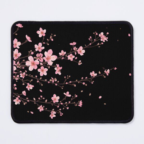 Item preview, Elegant Pink Cherry Blossom Branch Pattern on Black designed and sold by avwear.