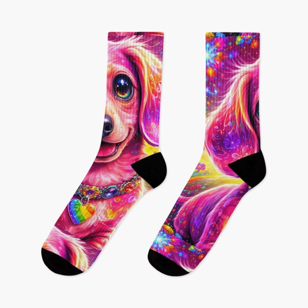 Item preview, Neon Pink Dachshund Psychedelic Rainbow Mushroom Fantasy designed and sold by SassyArtistry.