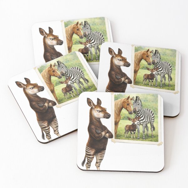Item preview, Okapi Looking at Zebra and Horse Painting designed and sold by RØNI AI.