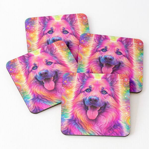 Item preview, Neon Rainbow German Shepherd Psychedelic Swirl Portrait designed and sold by SassyArtistry.