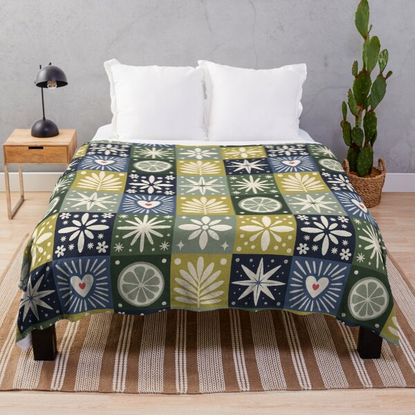 Item preview, Boho Ornamental Floral Citrus Sparkle Star Patchwork Quilt Seamless Pattern Scandinavian Folk Retro designed and sold by FRH Design ⭐⭐⭐⭐⭐.