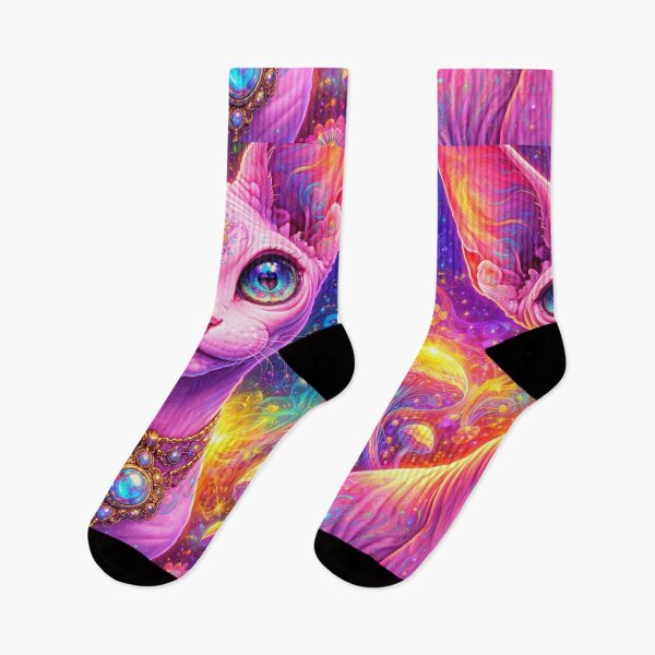 Item preview, Neon Rainbow Sphynx Cat Psychedelic Galaxy Portrait designed and sold by SassyArtistry.