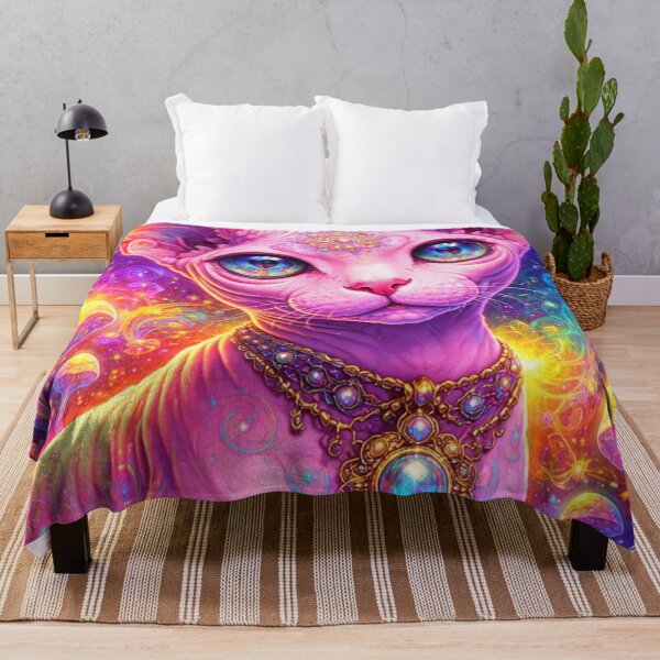 Item preview, Neon Rainbow Sphynx Cat Psychedelic Galaxy Portrait designed and sold by SassyArtistry.