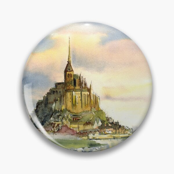 Item preview, Abbey of Saint Michel view. France. Watercolor painting. designed and sold by Colibri77.
