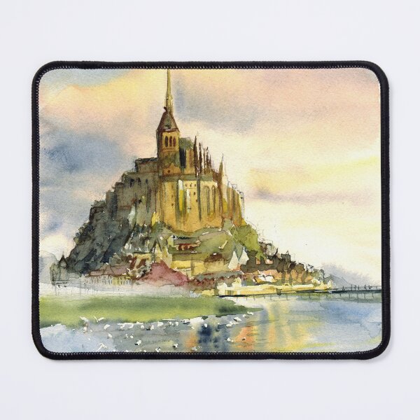 Item preview, Abbey of Saint Michel view. France. Watercolor painting. designed and sold by Colibri77.