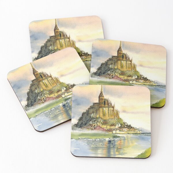 Item preview, Abbey of Saint Michel view. France. Watercolor painting. designed and sold by Colibri77.