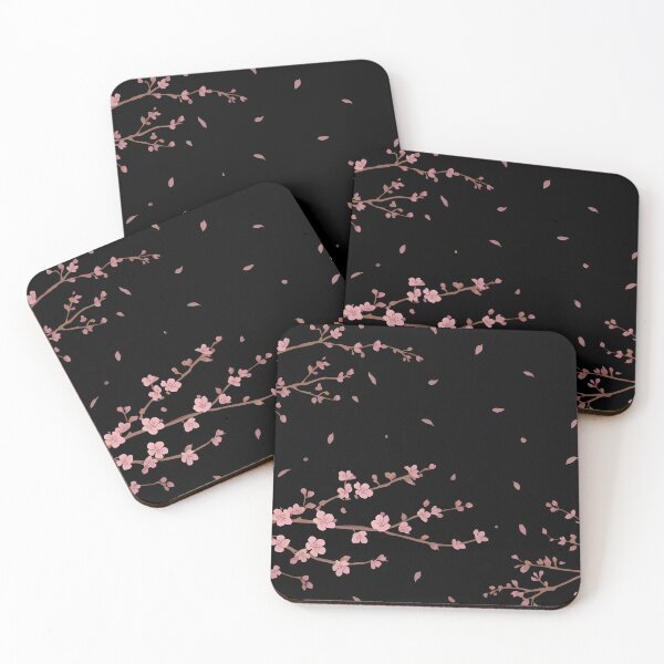 Item preview, Elegant Pink Cherry Blossom Branch Pattern on Black designed and sold by avwear.