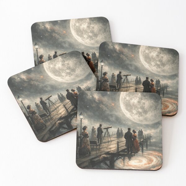 Item preview, Victorian Moon Observatory Pier Surreal Night Scene designed and sold by SassyArtistry.