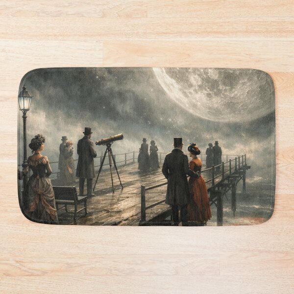 Item preview, Victorian Moon Observatory Pier Surreal Night Scene designed and sold by SassyArtistry.