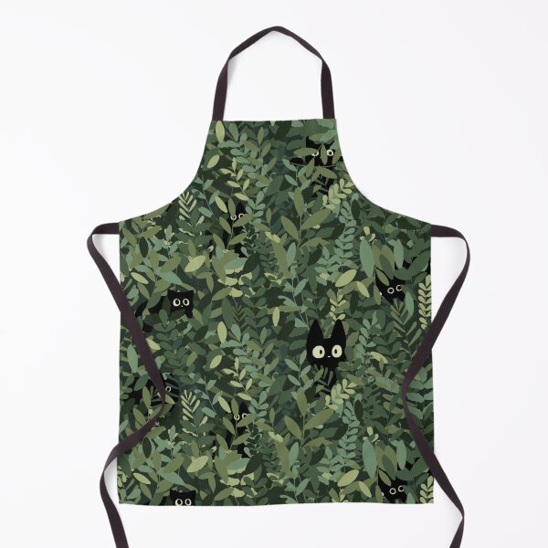 Item preview, Peeking Void Cats in Green Indoor Jungle, Cute Cozy Japandi Plant Parent & Black Cat Energy Pattern designed and sold by CharmedVille.