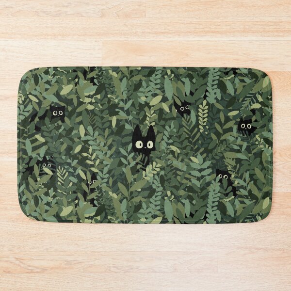Item preview, Peeking Void Cats in Green Indoor Jungle, Cute Cozy Japandi Plant Parent & Black Cat Energy Pattern designed and sold by CharmedVille.