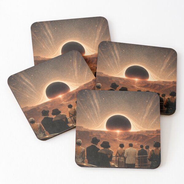 Item preview, Vintage Black Hole Eclipse Desert Gathering Scene designed and sold by SassyArtistry.