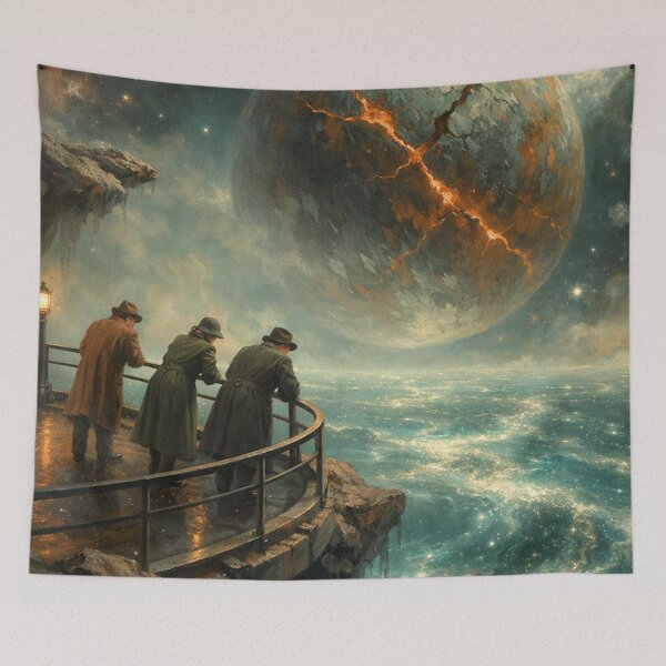 Item preview, Cracked Planet Over Stormy Ocean Cliff designed and sold by SassyArtistry.