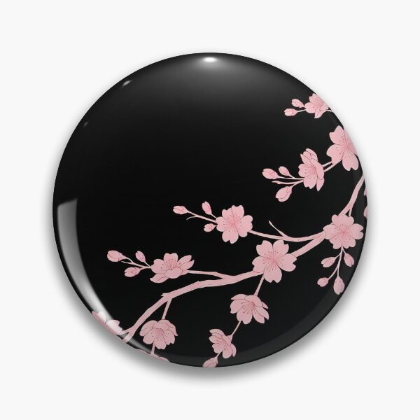 Item preview, Minimal Pink Cherry Blossom Branch Pattern on Black  designed and sold by avwear.