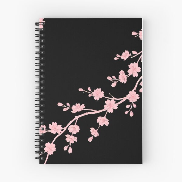 Item preview, Minimal Pink Cherry Blossom Branch Pattern on Black  designed and sold by avwear.