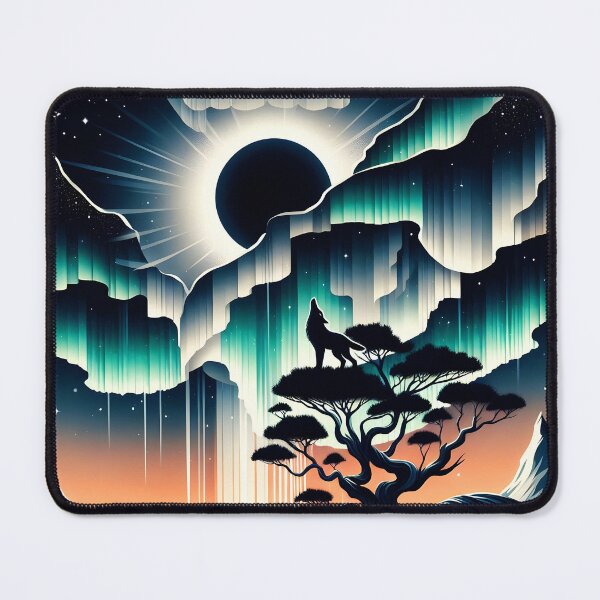 Item preview, Layered Northern Lights Wolf, Ai Generated Art   designed and sold by ACC .