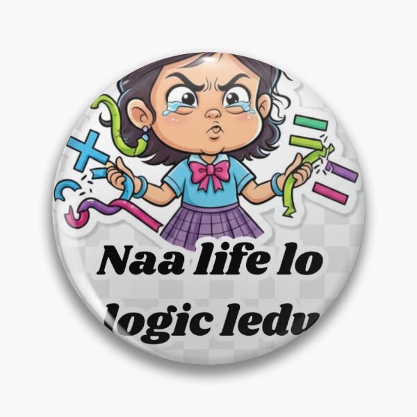Item preview, Naa Life Lo Logic Ledu Telugu Funny Meme Sticker | Relatable Telugu Quote Cartoon Sticker designed and sold by Designbybindu.