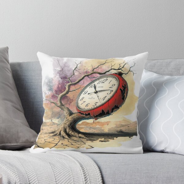 Item preview, Surreal Red Melting Clock on Twisted Tree – Dreamlike Time Art designed and sold by ChenEngEng.