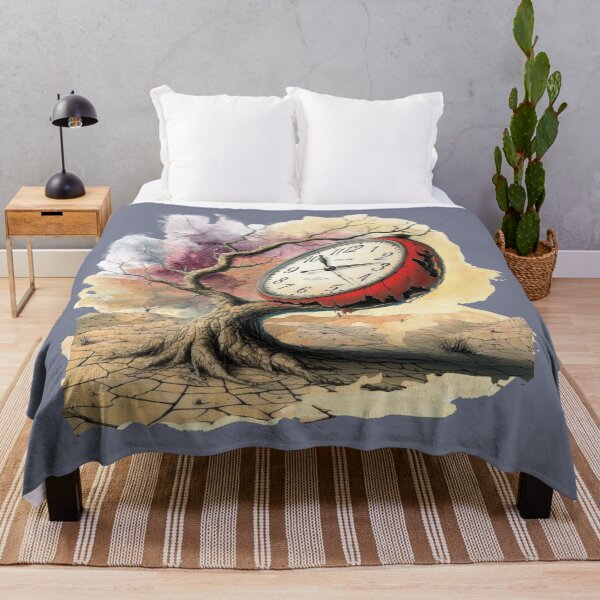 Item preview, Surreal Red Melting Clock on Twisted Tree – Dreamlike Time Art designed and sold by ChenEngEng.