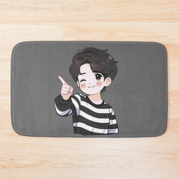 Item preview, Cool Winking Anime Boy - Playful Chibi Guy in Striped Shirt designed and sold by GunnuDesigns.