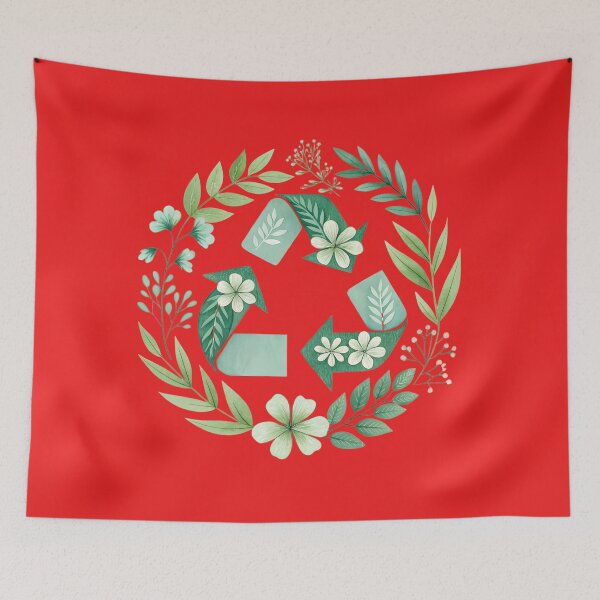 Item preview, Watercolor Recycle Symbol Made of Leaves and Flowers designed and sold by Angellacelin.