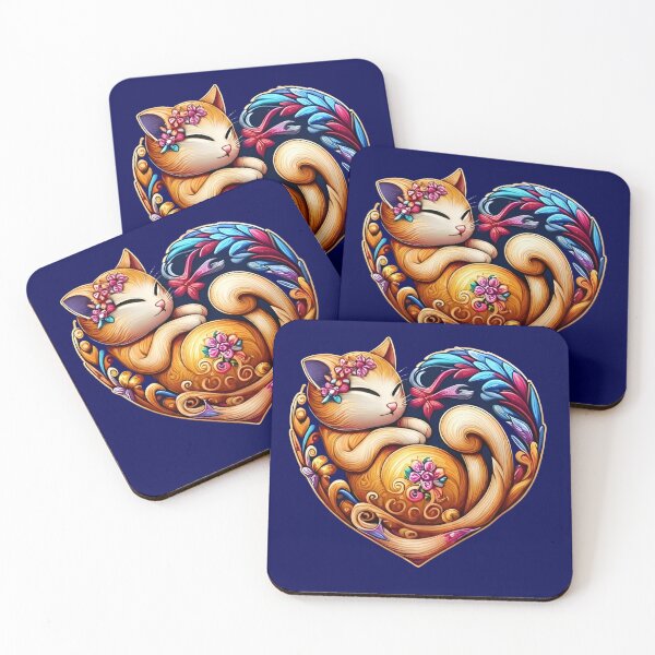 Item preview, Floral Serenity Cat Heart designed and sold by Good Vibes .