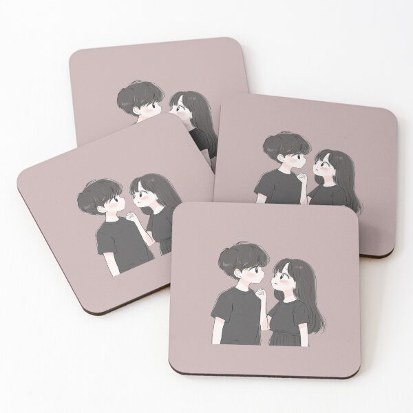 Item preview, Shy Anime Couple Looking at Each Other - Black and White Manga Aesthetic designed and sold by GunnuDesigns.