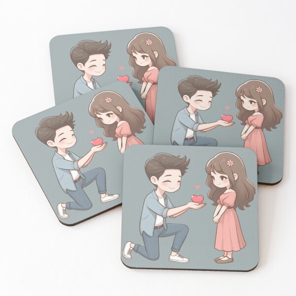 Item preview, Cute Anime Boy Proposing to Girl - Sweet Romantic Proposal Illustration designed and sold by GunnuDesigns.