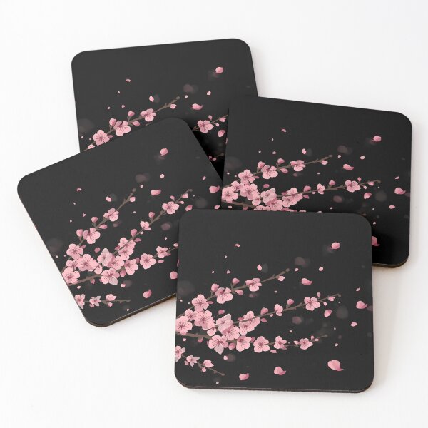 Item preview, Elegant Pink Cherry Blossom Branch Pattern on Black designed and sold by avwear.