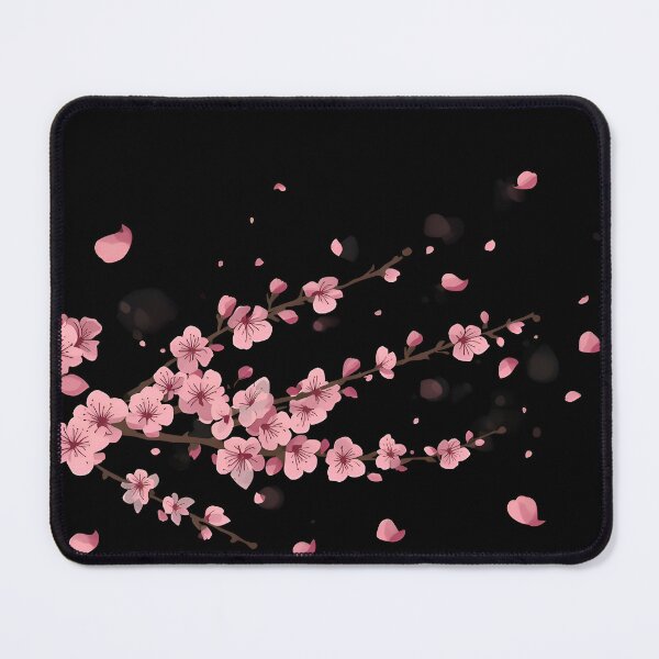 Item preview, Elegant Pink Cherry Blossom Branch Pattern on Black designed and sold by avwear.