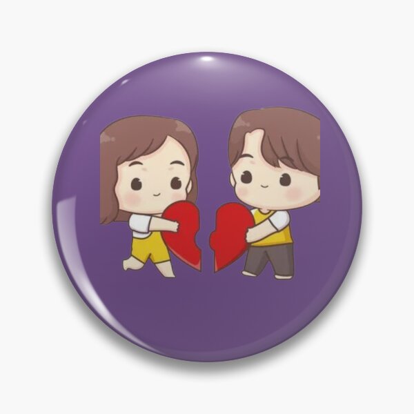 Item preview, Cute Chibi Couple Holding Broken Heart Pieces - Kawaii Love Illustration designed and sold by GunnuDesigns.