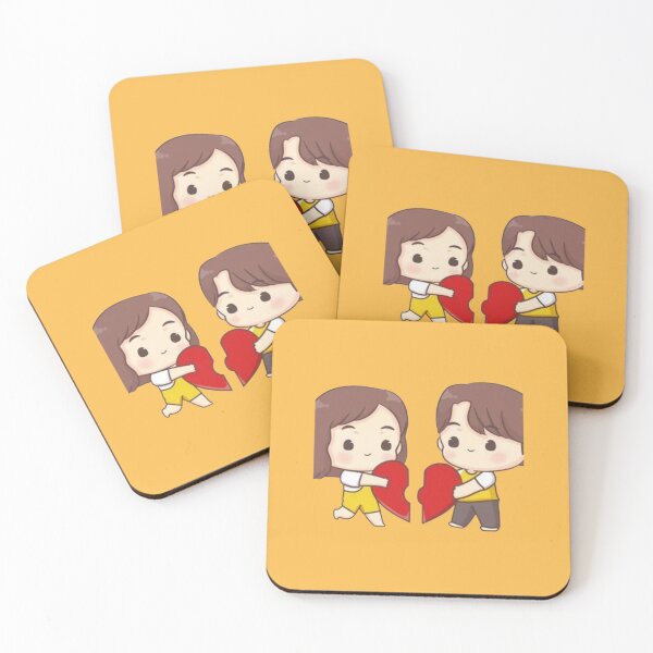 Item preview, Cute Chibi Couple Holding Broken Heart Pieces - Kawaii Love Illustration designed and sold by GunnuDesigns.