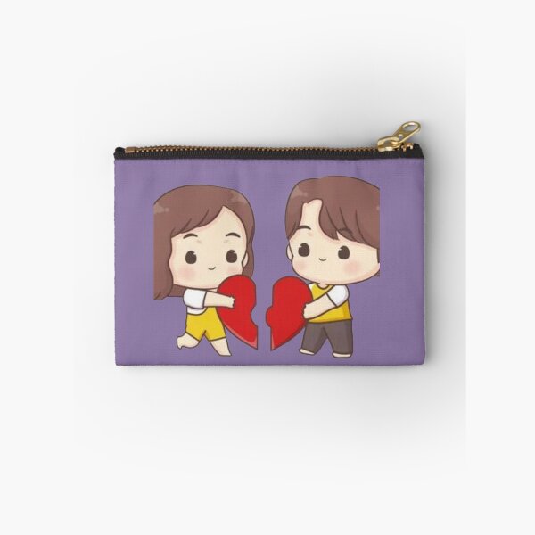 Item preview, Cute Chibi Couple Holding Broken Heart Pieces - Kawaii Love Illustration designed and sold by GunnuDesigns.