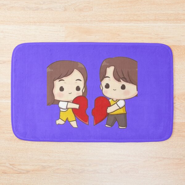 Item preview, Cute Chibi Couple Holding Broken Heart Pieces - Kawaii Love Illustration designed and sold by GunnuDesigns.